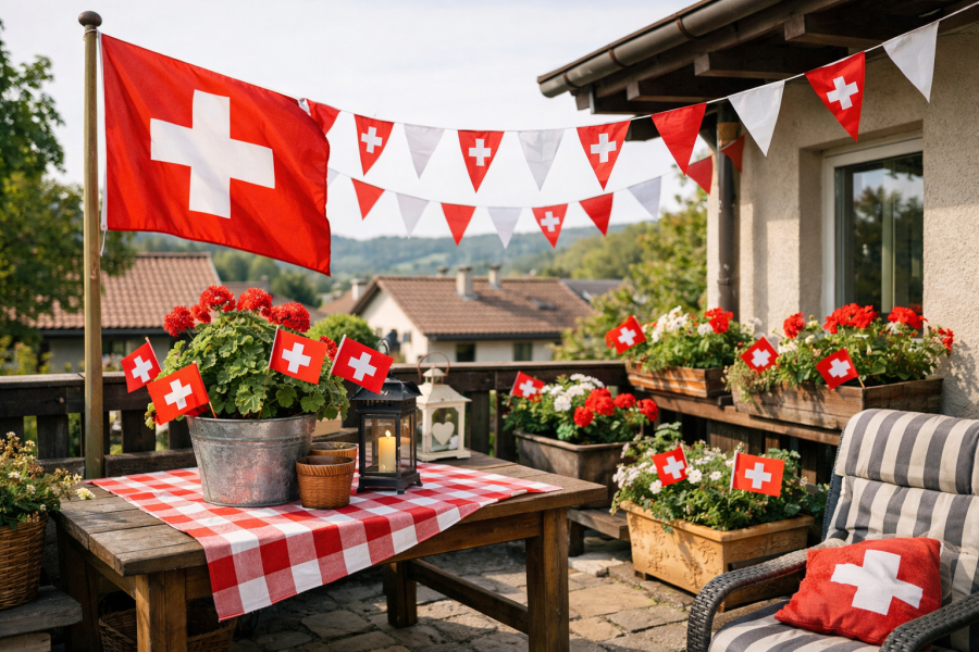 Garten und Balkon zum Nationalfeiertag schmücken